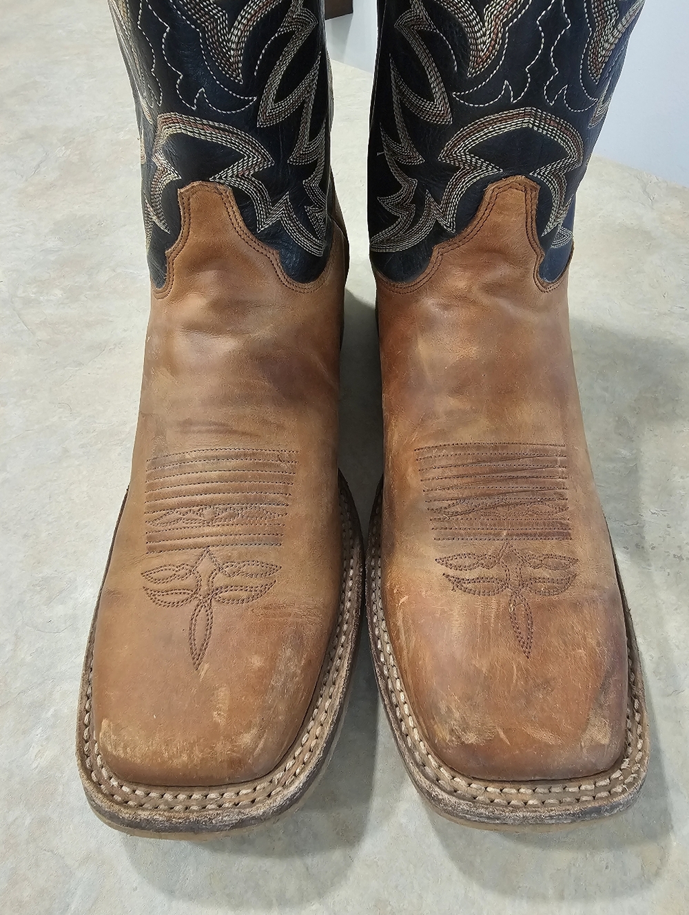 Mens 12 D Justin BENT RAIL Brown Leather Square Western Cowboy Boots, WORN TWICE - Picture 4 of 12